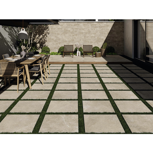 Mr. GARDENER Terrassenplatte »Milano«, bone, 59,5 x 59,5 x 2 cm, Keramik - grau