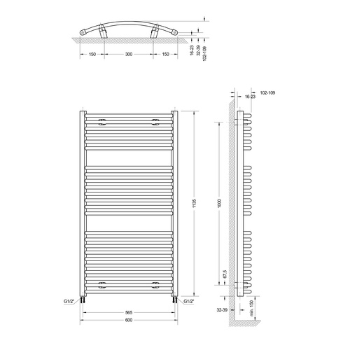 SCHULTE Handtuchwärmer »Europa inklusive Heizstab 3«, alpinweiß, BxHxT: 60 x 113,5 x 10,9 cm - weiss