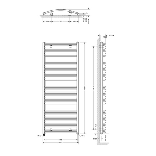 SCHULTE Handtuchwärmer »Europa inklusive Heizstab 3«, alpinweiß, BxHxT: 60 x 153,5 x 10,9 cm - weiss