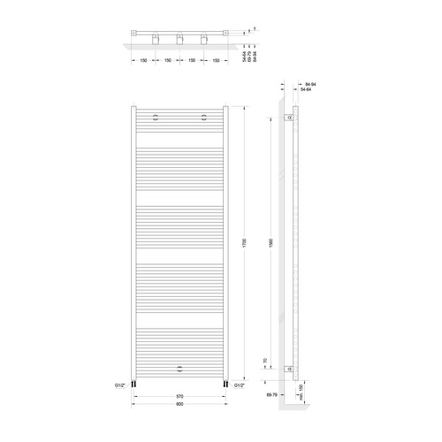 SCHULTE Handtuchwärmer »Turbo inklusive Heizstab 5«, alpinweiß, BxHxT: 60 x 169,5 x 10,9 cm - weiss