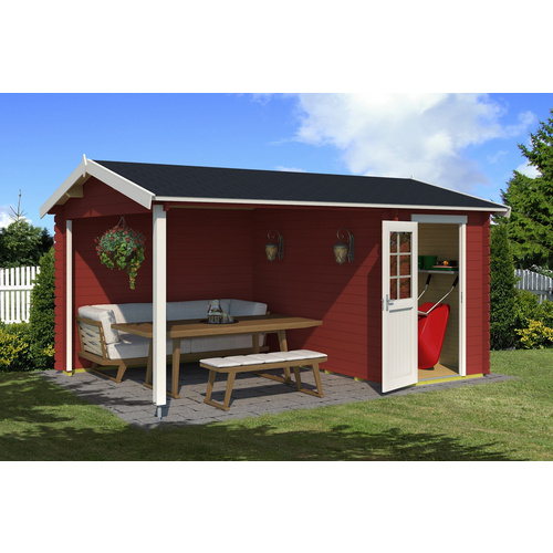 LASITA MAJA Gartenhaus »Wibo«, Holz, BxHxT: 465 x 245,1 x 337,8 cm (Außenmaße inkl. Dachüberstand) - rot