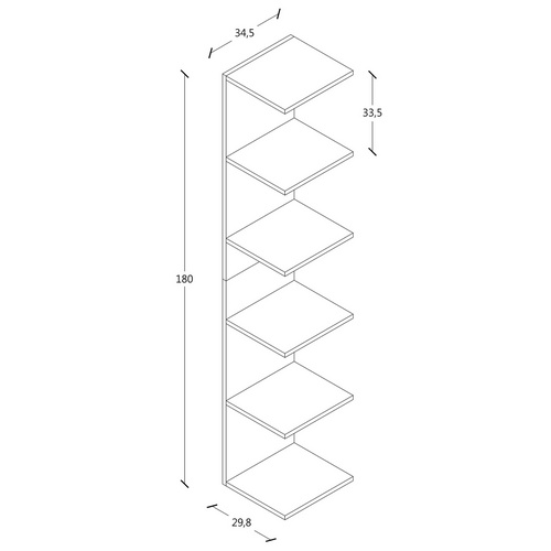 Thumbnail - VCM Wandregal »Lazas«, BxHxL: 35 x 180 x 30 cm, Holzwerkstoff - grau