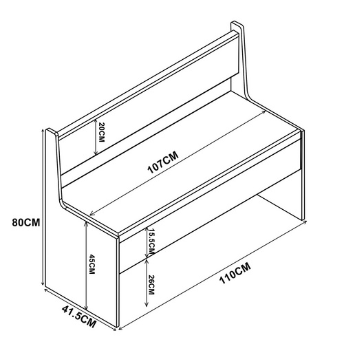 Thumbnail - VCM Eckbank, BxHxT: 110 x 80 x 42 cm - weiss