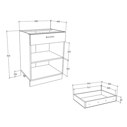 Thumbnail - VCM Schrank »Esilo«, BxHxL: 60 x 82 x 46 cm - beige