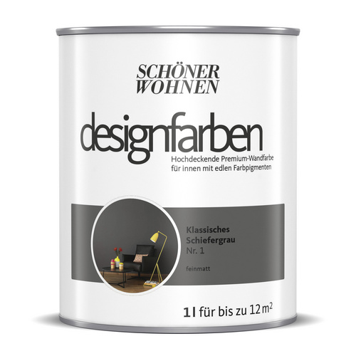 SCHÖNER WOHNEN FARBE Innenfarbe »Designfarben«, Klassisches Schiefergrau, matt