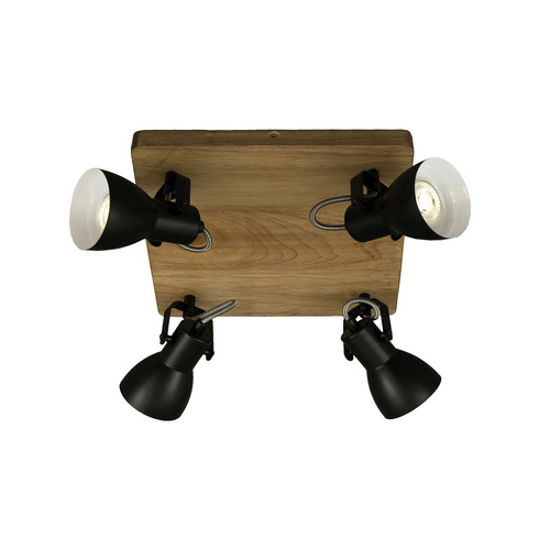 Briloner Leuchten Deckenleuchte 2902-045, Deckenlampe / Spot mit Holz - drehbar schwenkbar