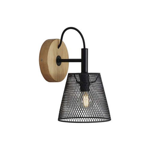 Briloner Leuchten Wandleuchte 2077-015, Wandleuchte / Wandspot / Bettleuchte mit Holzbasis