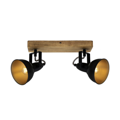Briloner Leuchten Deckenleuchte 2901-025, Deckenlampe / Spot mit Holz - drehbar schwenkbar