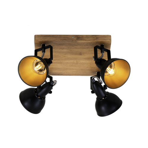 Briloner Leuchten Deckenleuchte 2901-045, Deckenlampe / Spot mit Holz - drehbar schwenkbar