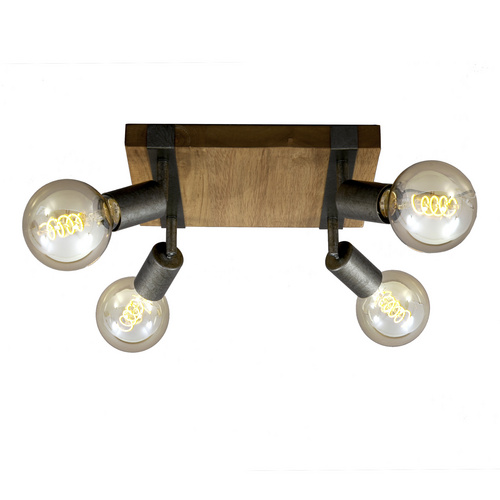 Briloner Leuchten Deckenleuchte 2900-041, Deckenlampe / Spot mit Holz - drehbar schwenkbar