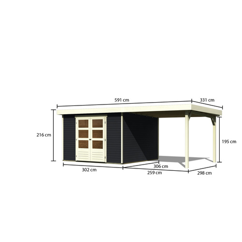 KARIBU Gartenhaus »Askola 6«, BxT: 302...