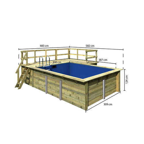Thumbnail - KARIBU Rechteckpool, braun, 14164 l, BxH: 490.5x125 cm