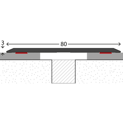 CARL PRINZ Übergangsprofil, BxH: 80 x 3 mm, selbstklebend - silberfarben