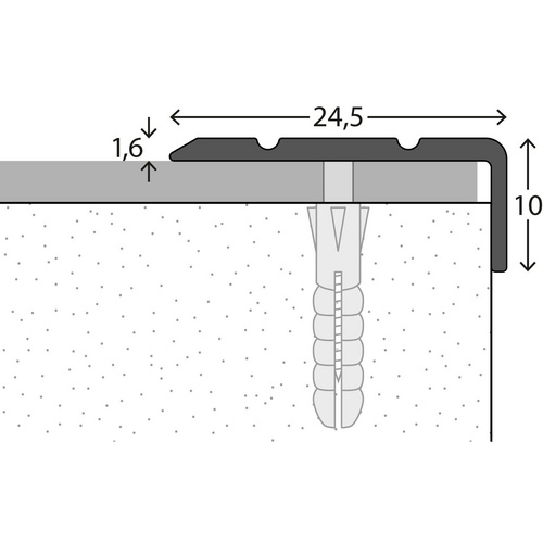 Thumbnail - CARL PRINZ Winkelprofil, BxH: 24.5 x 10 mm, versenkt gelocht - silberfarben