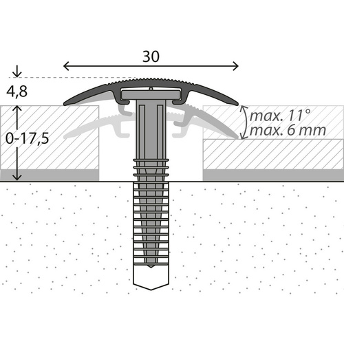 Thumbnail - CARL PRINZ Übergangsprofil »D.O.S.«, BxH: 32 x 14 mm, verdeckte Befestigung - braun