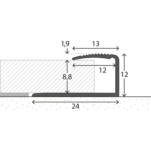Thumbnail - CARL PRINZ Einfassprofil, BxH: 24 x 12 mm, ungelocht - silberfarben