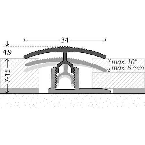 Thumbnail - CARL PRINZ Übergangsprofil »PROFI-TEC«, BxH: 34 x 15 mm, verdeckte Befestigung - braun