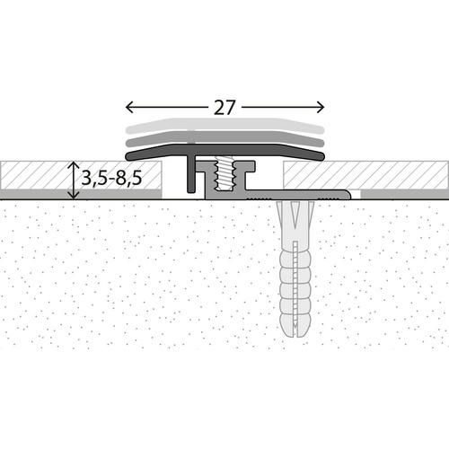 Thumbnail - CARL PRINZ Übergangsprofil »LPS Design«, BxH: 27 x 7 mm, versenkt gelocht - silberfarben