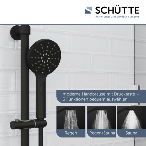 SCHÜTTE Überkopfbrause-Set, Ø Kopfbrause 24 cm, schwarz