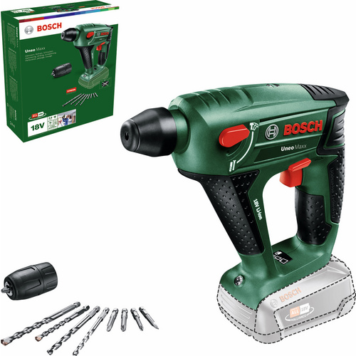 Bosch Bohrhammer Akku Uneo Maxx 18 V ohne Akku, 2,5 Ah Schlagzahl 5000 min-1