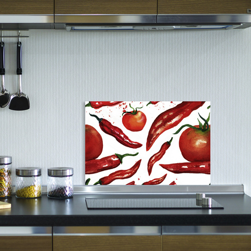 Queence Spritzschutz, BxL: 60 x 40 cm, Aluminium-Verbundplatte - rot | weiss