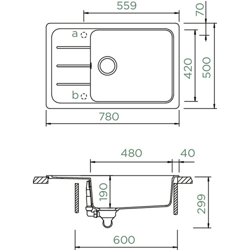 SCHOCK Küchenspüle, Format: 780 x 500 x 299 mm, Quarz - schwarz