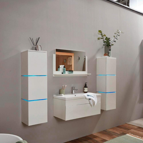 HOME DELUXE Badmöbel-Set Wangerooge BIG XL, (3-St), mit Push-To-Open-Technik, edle Hochglanzoptik