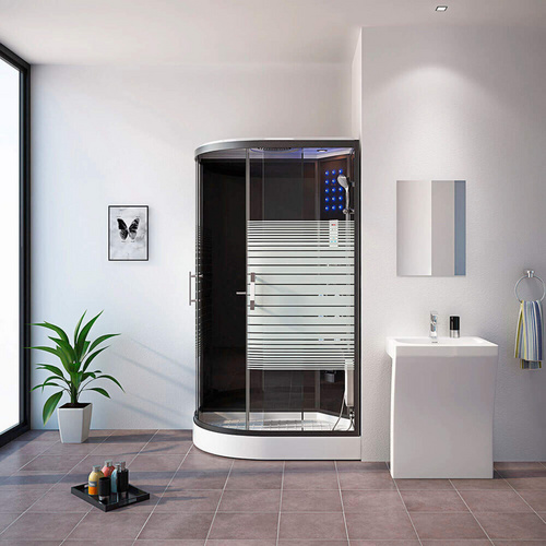 HOME DELUXE Komplettdusche Black Pearl L, BxT: 120x80 cm, Sicherheitsglas, 1-tlg., mit Tropenbrause, Beleuchtung und Radio