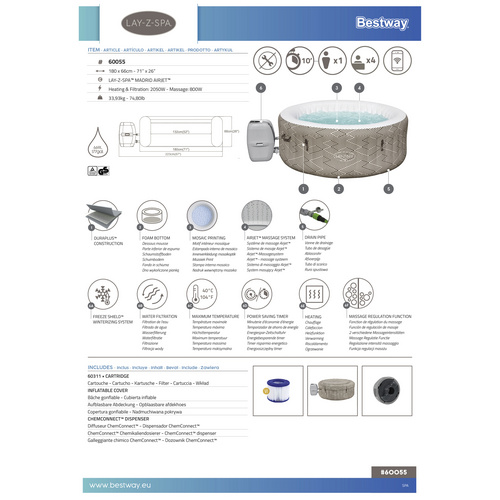 BESTWAY Whirlpool, Höhe: 66 cm, braun, ...