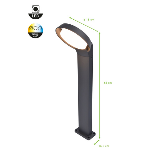 Thumbnail - LUTEC LED-Wegeleuchte, HxB: 65 x 16,2 cm, 15 W - grau