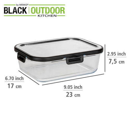 Thumbnail - WENKO Frischhaltedose »Black Outdoor Kitchen«, transparent/silberfarben, geeignet für: Küche - schwarz