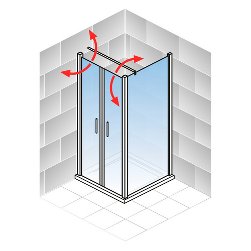 Thumbnail - SCHULTE Eckeinstieg »Garant 2.0«, BxHxT: 90 x 200 x 90 cm, Türart: Pendeltür - silberfarben