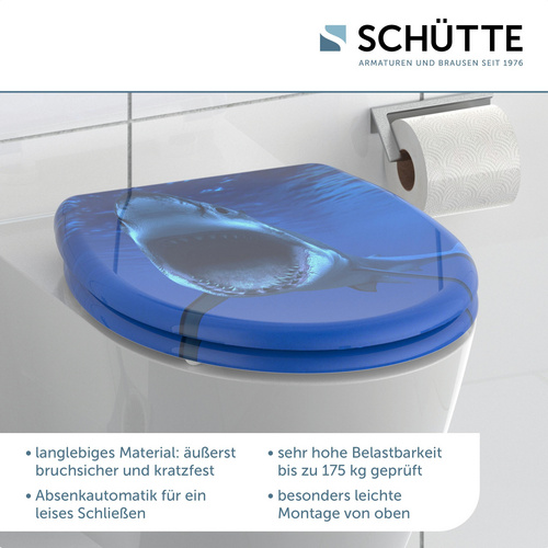 SCHÜTTE WC-Sitz »Shark«, Duroplast, oval,  mit Softclose-Funktion - blau