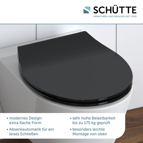 SCHÜTTE WC-Sitz »Slim Black«, Duroplast, oval,  mit Softclose-Funktion - schwarz