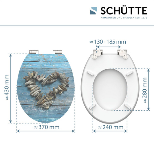 SCHÜTTE WC-Sitz »Shell Heart«, MDF, oval,  mit Softclose-Funktion - blau