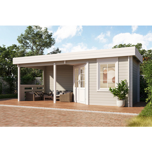 WOLFF FINNHAUS Ferienhaus »Gleda 5628 40«, BxT: 597 x 320 cm, 15,6 m², Fichtenholz - beige |  Holz  |  15,6 m²