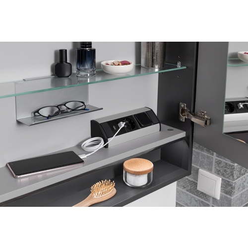 Thumbnail - FACKELMANN Ablage, Silbergrau, BxHxT: 20 x 10 x 6,5 cm