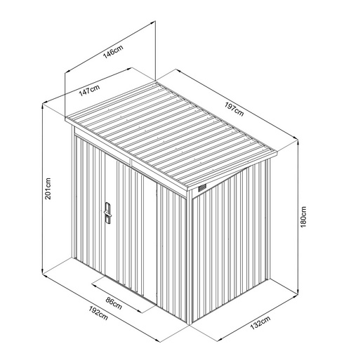 Mr. GARDENER Metallgerätehaus, Pultdach, LxBxH: 197x146x201 cm, quarzgrau