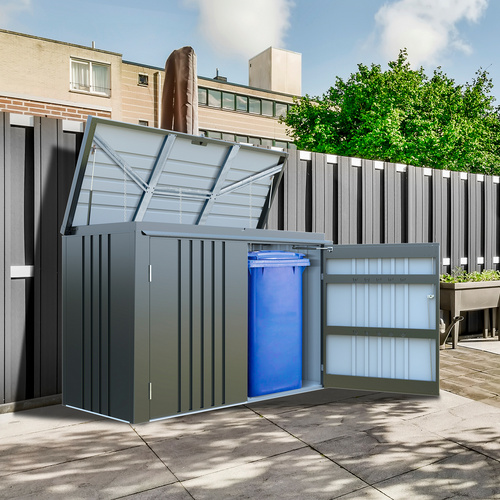 Thumbnail - Mr. GARDENER Mülltonnenbox, BxHxT: 200 x 133 x 84 cm, anthrazit-metallic - grau