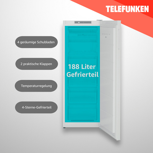 Thumbnail - TELEFUNKEN Gefrierschrank »KTFG15421FW2«, BxHxL: 54 x 145,5 x 59,5 cm, 188 Liter, weiß - weiss