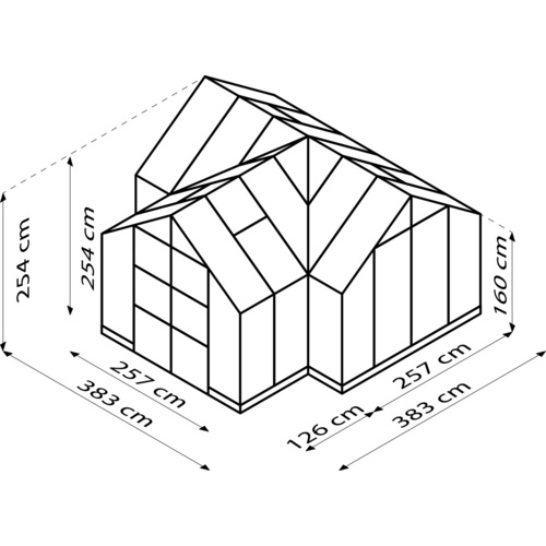 VITAVIA Gewächshaus, BxHxL: 38,34 x 254...