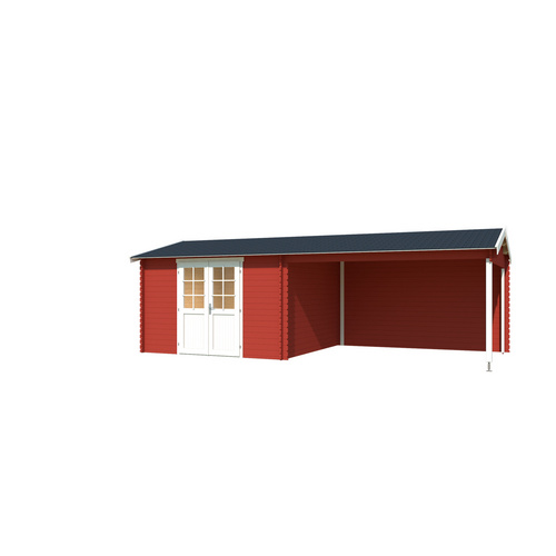 LASITA MAJA Gartenhaus »Amarillo«, BxHxT:  390 x 250,8 x 388,5 cm (Außenmaße inkl. Dachüberstand),  Holz - rot |  Fichte  |  22,85 m²