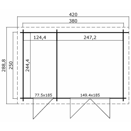 LASITA MAJA Gartenhaus »Belmont«, BxHxT:  420 x 222,3 x 288,38 cm (Außenmaße inkl. Dachüberstand),  Holz - beige |  Fichte  |  9,15 m²