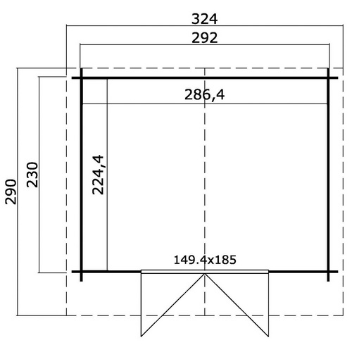 LASITA MAJA Gartenhaus »Baltimore«, BxHxT:  324 x 222,3 x 290 cm (Außenmaße inkl. Dachüberstand),  Holz - beige |  Fichte  |  6,43 m²