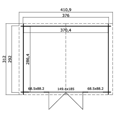 LASITA MAJA Gartenhaus »Dallas«, BxHxT:  410,9 x 233,7 x 312 cm (Außenmaße inkl. Dachüberstand),  Holz - rot |  Fichte  |  10,61 m²