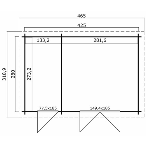 LASITA MAJA Gartenhaus »Belmont«, BxHxT:  465 x 222,3 x 318,9 cm (Außenmaße inkl. Dachüberstand),  Holz - rot |  Fichte  |  44,43 m²