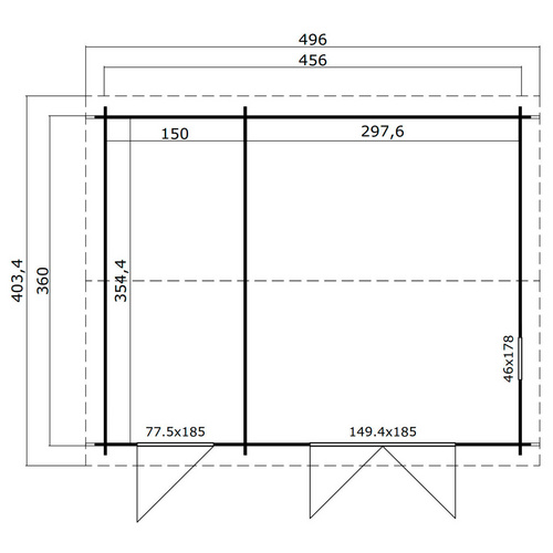 LASITA MAJA Gartenhaus »Carroz«, BxHxT:  496 x 250,8 x 403,4 cm (Außenmaße inkl. Dachüberstand),  Holz - grau |  Fichte  |  15,96 m²