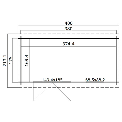 LASITA MAJA Gartenhaus »Amira«, BxHxT:  400 x 210,9 x 213,1 cm (Außenmaße inkl. Dachüberstand),  Holz - grau |  Fichte  |  6,34 m²