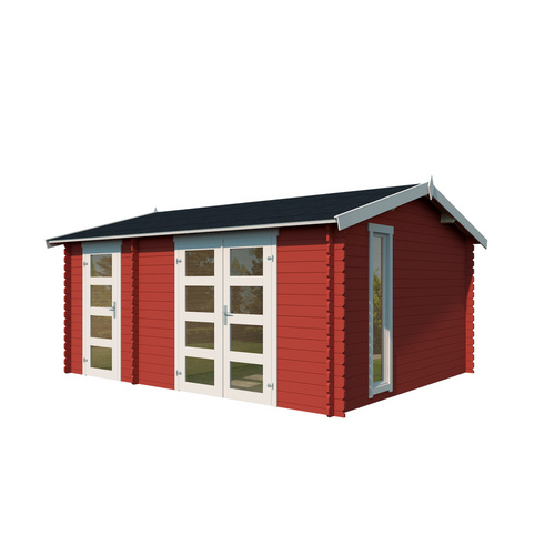 LASITA MAJA Ferienhaus »Carroz«, BxHxT:  496 x 250,8 x 403,4 cm (Außenmaße inkl. Dachüberstand),  Holz - rot |  Fichte  |  15,96 m²