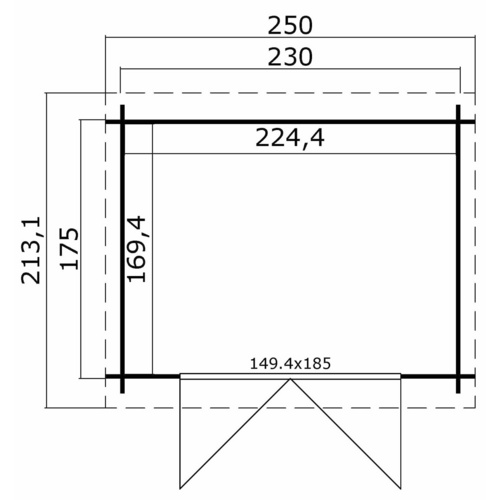 LASITA MAJA Gartenhaus »Indi«, BxHxT:  250 x 210,9 x 213,1 cm (Außenmaße inkl. Dachüberstand),  Holz - grau |  Fichte  |  3,8 m²